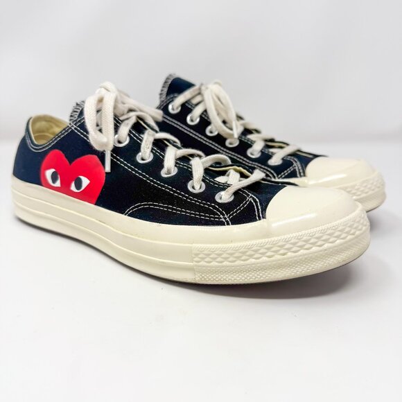 CDG PLAY Converse Chuck 70 Low Black Heart Logo Designer Collab Size 8 - Picture 1 of 12